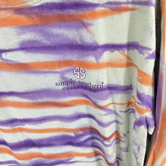 Simply Southern upcycled West Virginia Medium tie dye NEW NWT purple orange stri - Picture 6 of 8